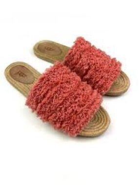 | UGG Edith Slide Yarn Fringe Orange/Pink Sandals, Size 5